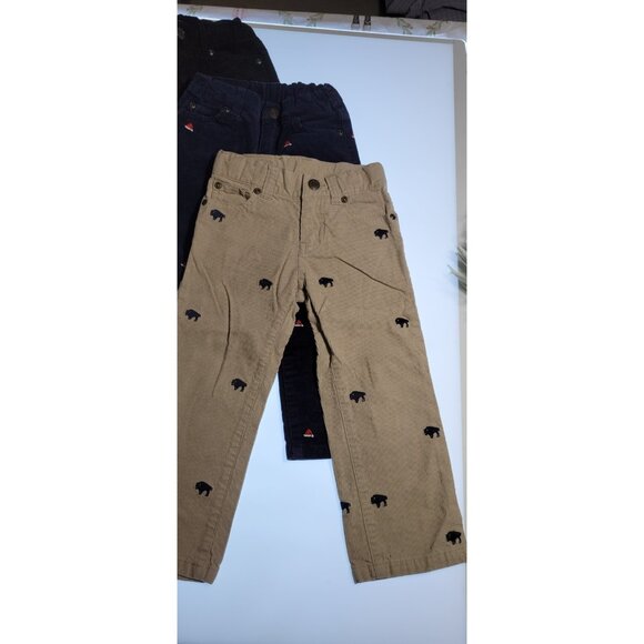 Lot 4 Janie and Jack Boys Corduroy Pants Size 3 | Brown Navy Beige | Holiday Emb - Picture 8 of 15